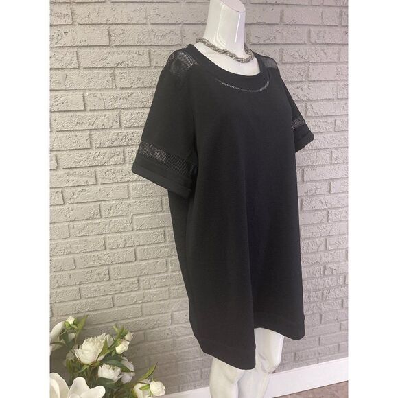 Serena Williams Black Waffle Knit / Mesh Shirt Dress Size 1X - Picture 4 of 8